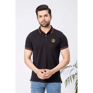 T-shirts EVANS pour hommes 100 % coton tricoté à manches courtes respirants confortables à motif uni/à rayures écologiques noir jais - Product Image 1