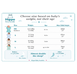 <b>Comfortable</b> Hippo Baby Swaddle Light Beige Newborn Sleep Sack Ergonomic Arms Up Design Premium Soft Cotton - Product Image 2