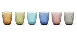 Durable Handmade Glasses Drinkware Set of 6pcs Glasses 30 cl (10 fl oz) Modern Multicolor Colored Glass Paste Ginko Leaf Excelsa - Product Image 2