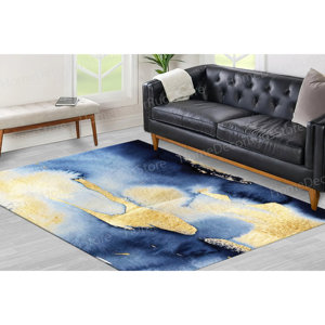 Navy Blue Personalized Printed <b>Rug</b>, Non-Slip Luxury Salon <b>Rug</b>,With Pile Soft <b>Rug</b> - Product Image 1