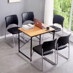 Modern PU Leather Visitor <b>Chair</b> <b>Office</b> Conference <b>Chair</b> Metal Frame Guest Seating with Open Back - Product Image 2