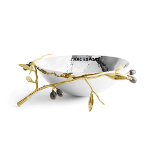 Design moderne couleur argent avec support de conception de fleurs dorées bols de service à dessert pour Offre Spéciale à un prix raisonnable - Product Image 1