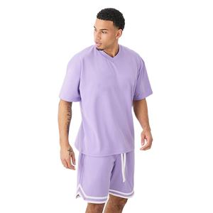 Chemise formelle d'été 2026 personnalisée à col en V et manches courtes, avec ensemble deux pièces oversize tendance pour homme en tissu éponge à séchage rapide - Product Image 4