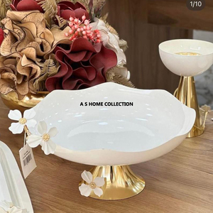 ชามสแตนเลสสีโบราณสำหรับเสิร์ฟผลไม้ฐานไม้ขนาดใหญ่ของตกแต่งบ้าน - Product Image 5