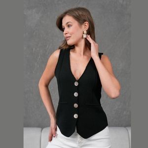 Gilet en tricot de laine et de coton décontracté pour femmes, haut à capuche boutonné élégant et confortable avec design à la mode - Product Image 1
