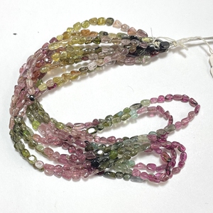 Pierre précieuse naturelle multi-tourmaline lisse en forme de pépite perles percées au centre 3x4-4x5MM 14 pouces long brin pour bijoux perles de pierre - Product Image 4