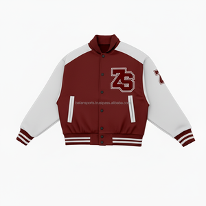 Chaqueta universitaria de alta calidad 330 GSM cuerpo de lana mangas de algodón Color blanco granate logotipo personalizado chaqueta universitaria para hombre - Product Image 3