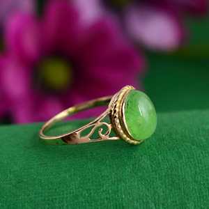 Prehnite Vintage Brass <b>Ring</b> Gold Plated Classic <b>Statement</b> Wholesale <b>Ring</b> For Women - Product Image 2