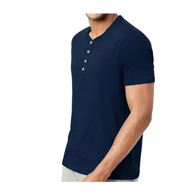 Direct Factory Sale Round Neck T-Shirts With Front Buttons Available With Customized Designs At Low Pricing