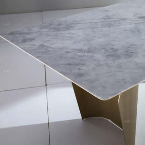 Table de salle à manger rectangulaire en pierre frittée blanche durable de conception nordique moderne pour la cuisine hôtel chambre à coucher salle de bain meubles de maison - Product Image 5