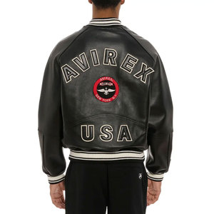 Chaqueta de cuero de calidad premium para hombre de tendencia superior Nueva llegada Tamaño adulto Color sólido con cuello alto y logotipo frontal - Product Image 4