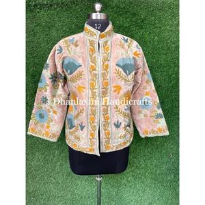 Suzani เย็บปักถักร้อยมือผู้หญิงสวมใส่สําหรับฤดูใบไม้ผลิและฤดูใบไม้ร่วง Unisex ผ้าฝ้ายแจ็คเก็ตกํามะหยี่นุ่มเสื้อฤดูหนาว Boho ฮิปปี้ - Product Image 3