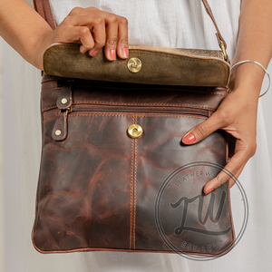 LW Custom Sac à bandoulière en cuir véritable pour femme Noir Marron Frange Sangle unique Vintage Bohemian Handbag Purse 'Hair Bag' - Product Image 6