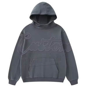 Wholesale Custom Puff Printing Luxury <b>Men's</b> Hoodies Sweatshirts Heavyweight Thick Cotton Oversized Boxy Pullover Drop Plus Size - Product Image 4