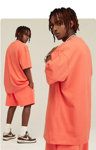 Ensembles de shorts d'été de couleur unie Vêtements de marque pour hommes LOGO personnalisé T-shirt à manches courtes et shorts ensembles de 2 pièces - Product Image 4