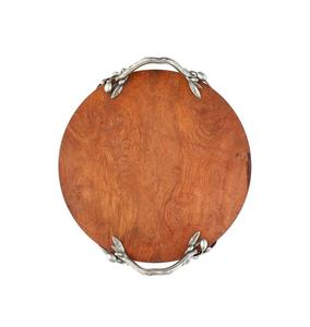 Bandeja de madera de forma ovalada de calidad superior, asas de metal, bandeja de servicio de comida de Ramadán elegante para decoración del hogar, vajilla, bandeja de madera - Product Image 2