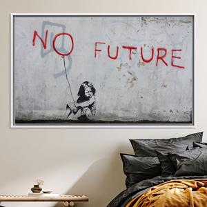 Banksy Graffiti Canvas Print: Urban Political Art, Modern Decor,WHITE FRAMED CANVAS - Product Image 1