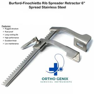 ORTHO GENIX Retractor Burford Finochietto, Juego de Instrumentos de Acero Inoxidable, Manual, 2 Cuchillas, 2 Hojas, Acero Inoxidable, a 12 Pulgadas - Product Image 6