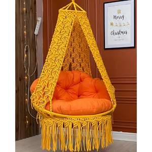 Hermosa Silla Colgante de Macramé con Forma de Hoja, Hecha a Mano, para Patio Exterior, Hamaca, Muebles de Exterior - Product Image 1