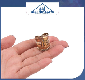 Bague en cuivre tibétain Ohm Crafted pour homme, style classique, ajustable, élégance rustique, logo personnalisé en argent sur bijoux en cuivre - Product Image 6