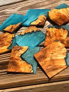 <b>Wood</b> Epoxy Resin Coaster Set of 4 Pcs With High Quality Resin And <b>Wood</b> Unique Custom <b>Colour</b> Tea Cup Coasters at Wholesale - Product Image 6
