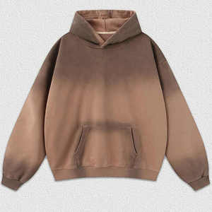 Sweat à capuche homme poids lourd lavé à l'acide 100% coton Streetwear surdimensionné avec col lavé à l'épaule pour l'hiver motif solide - Product Image 6