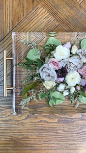 ถาดเรซิ่นทำด้วยมือพร้อมดอกไม้จริงถาดตกแต่งหรูหราสำหรับโต๊ะโต๊ะเครื่องแป้งตกแต่งบ้านและของขวัญใช้จากอินเดีย - Product Image 4