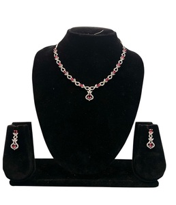 High Quality Pure AD <b>Necklace</b> Set for Women with Matching Earrings Bridal Jewelry Set with Red Stones Traditional Party Wear - Product Image 6