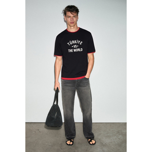 GRIMELANGE EMPA Men's 100% Organic Cotton Contrast Neck for <b>World</b> <b>Cup</b> Printed <b>T</b>-<b>Shirt</b> - Product Image 2