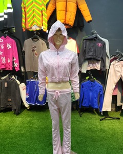 Sudaderas con capucha y cremallera de color sólido de invierno con logotipo personalizado, chándal para correr, conjunto de pantalones de dos piezas para mujer - Product Image 6