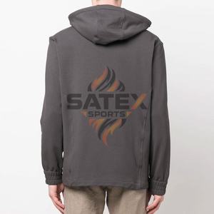 Sweat-shirts d'hiver pour hommes 100% coton respirant avec fermeture éclair - Brodés, écologiques, anti-boulochage, séchage rapide, épais, service OEM, 2 pièces - Product Image 2