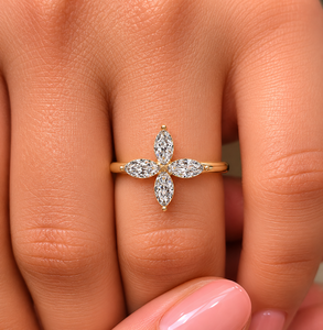 Luxury <b>Rings</b> 14K Gold Custom Fine jewelry Floral Marquise Cut CVD Lab Grown Diamond Engagement <b>Ring</b> Wedding Band for women's - Product Image 1