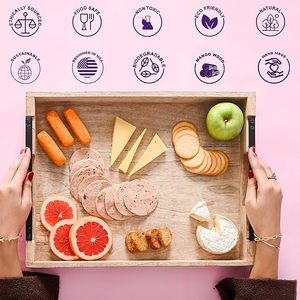 Plateau de service en bois de manguier avec poignée en métal, grand plateau de 17 pouces pour table basse, petit-déjeuner, dîner, bar, décoration rustique - Product Image 6