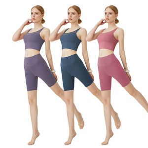 Conjunto Deportivo para Mujer, Top y Leggings, Ropa Deportiva Personalizada OEM, Transpirable, Elástica, Cintura Media, Color Sólido - Product Image 1