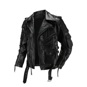 Chaqueta de moto de cuero Natural para hombre, capa superior, informal, Vintage, Retro, traje de moto, abrigo de cuero, fábrica - Product Image 5