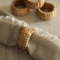 Ensemble de 4 ronds de serviette en rotin de Style rustique tressé à la main rond de serviette en rotin naturel pour la décoration de Table