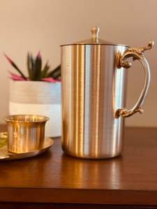 Elegant pure copper water jug with <b>modern</b> design and polished finished for classic luxury home decor - Product Image 4