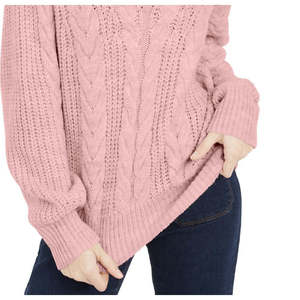 Maglione a Collo Alto in Maglia Intrecciata Rosa con Ricamo Jacquard per Bambini Crave Fame Junior, Adatto per Autunno Inverno Primavera - Product Image 3