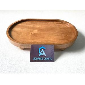 Plateau de service en bois d'acacia décoratif professionnel, plateau en bois vintage, plateau de service ovale, fournitures pour la maison et l'hôtel, collations, desserts - Product Image 1