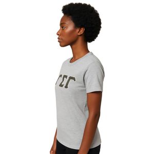 Alta calidad Gamma Sigma Gamma letras griegas camiseta gris algodón suave cuello redondo Chenille bordado fraternidad hermandad ropa - Product Image 3