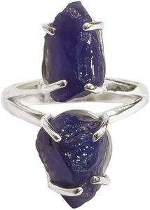 Bague pour femme en Tanzanite naturelle, pierre de naissance de décembre, double pierre, cadeau de Noël, bijoux faits à la main, bague en argent sterling 925 - Product Image 2