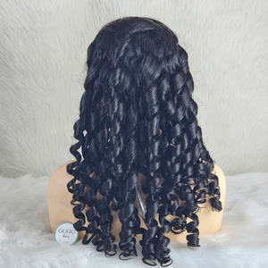 Peluca rizada hinchable Cabello humano Pre arrancado 26 pulgadas 180% Densidad 5x5 Cierre Hd Encaje Color natural Peluca sin pegamento - Product Image 4