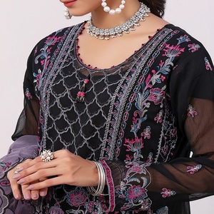 Luxury <b>3</b>-Piece Traditional Chiffon Salwar Kameez Collection Weddings Heavy Embroidery Ethnic Modern Design Bin Hameed Zabeen - Product Image 2