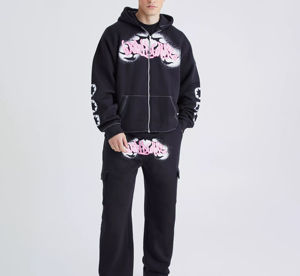 ชุดวอร์มแนววินเทจผ้าฟรองซ์เทอร์รี่พิมพ์ลายสำหรับผู้ชายชุดวอร์มพิมพ์ลายพัฟทำจากโฟม3D - Product Image 6