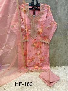 Heavy Organza Top Shalwar Kameez con diseño impreso, Fondo de algodón y Dupatta Trending Ethnic Set en XL/XXL - Product Image 4