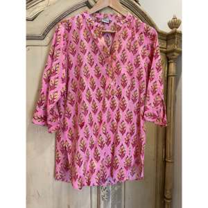 เสื้อเชิ้ตลายดอกไม้ผ้าป๊อปลินผสมไหมและผ้าฝ้ายถัก-สไตล์ลำลองถึงเป็นทางการ-มีสีชมพูสำหรับฤดูใบไม้ผลิและฤดูร้อน-ไซส์ XS ถึง XL - Product Image 1