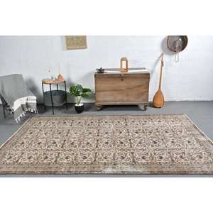 พรมขนแกะสี่เหลี่ยมสไตล์วินเทจสีน้ำตาลเบจ5.3X9.4ฟุตงานเย็บปะติดสำหรับวัยรุ่นห้องนั่งเล่นชุดพรมข้างเตียง - Product Image 1