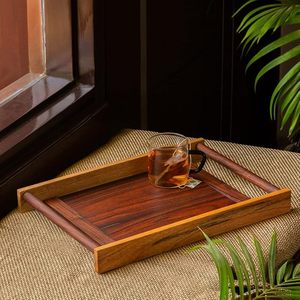 Plateau de service en bois de manguier et de sheesham artisanal pour le petit-déjeuner, le thé et les collations | Fournisseur en vrac en gros de marque privée OEM - Product Image 6