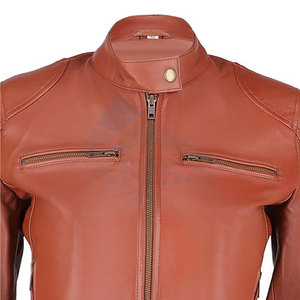 Chaqueta de Cuero de Cordero Auténtico para Mujer, Chaqueta de Motociclista Estilo Café Racer, Cuero Genuino de Primera Calidad, Elegante - Product Image 3