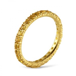 Bagues de fiançailles et de mariage en saphir jaune naturel de luxe en or 18 carats fabriquées à la main Bagues d'éternité complètes en or pur 18 carats en gros - Product Image 2